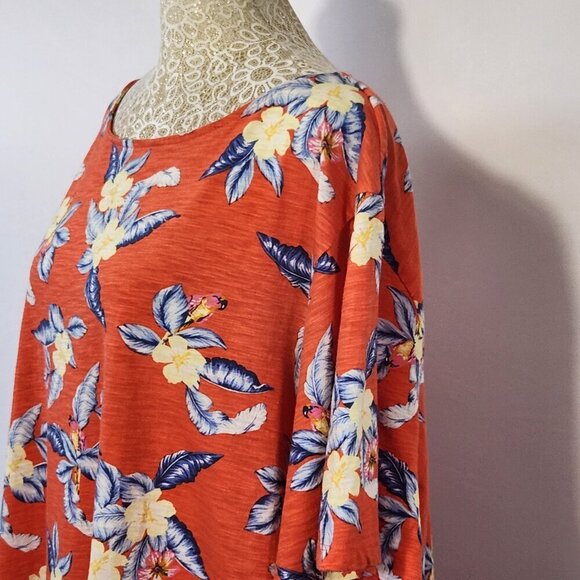 Old Navy Women's Size 4X Tropical Print Short Sleeve  Round Neck Tie Front Top - Picture 7 of 14